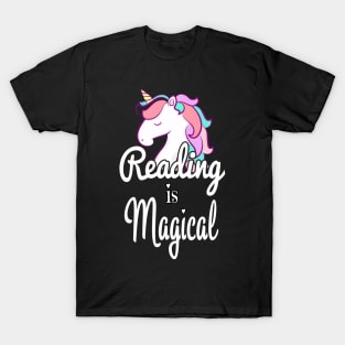 Reading Is Magical Unicorn - Cute Librarian T-Shirt